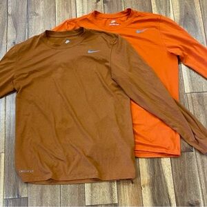 Nike Men's Long Sleeve Tees - Brown and Orange